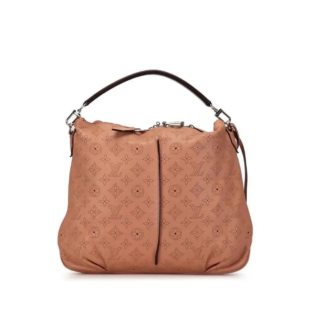 Auth Louis Vuitton Pink Monogram Empreinte LV Mahina Selene PM Tote